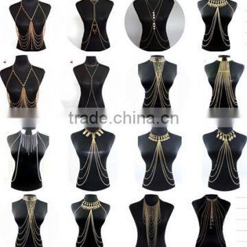 Wholesale new design fashion Gold Lacework Shape Sexy Back Body Chain Necklace