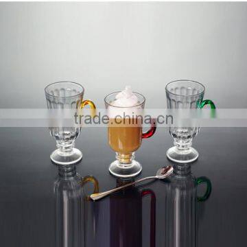 new design 3pcs glass drinkware latte cup with handle