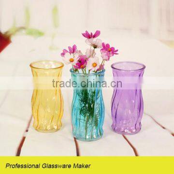 fancy decorative embossing glass vase with color