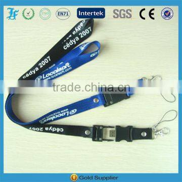 Black And Blue Polyester Lanyard USB Flash Drive