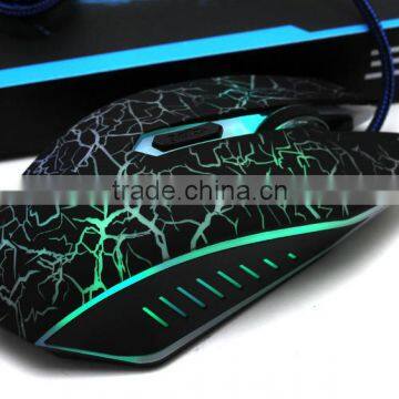 Led crack backlit gaming mouse seven color