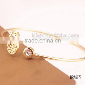 Fashion Personality Flash Diamond Cute Pineapple Custom Engraved Metal Bracelet