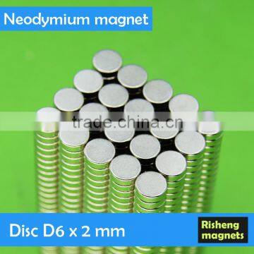 Neodymium disc magnet D6x2mm strong pull force magnet