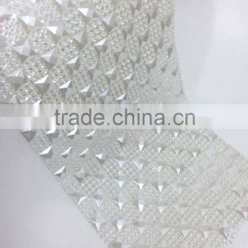 4.75" Pearl Diamond Stud Mesh Wrap Roll Rhinestone Crystal Ribbon