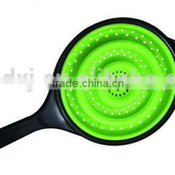 100% Food grade collapsible silicone strainer, foldable silicone colander, silicone kitchenware, kitchen tools strainers