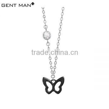 black ceramic butterfly charm pendant necklace