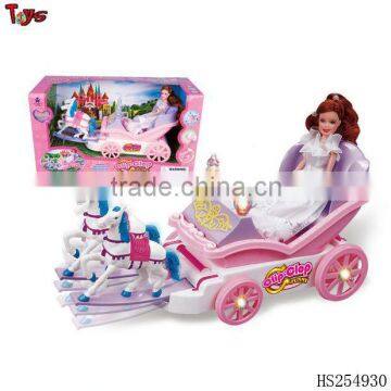 Lastest bump & go cheap music and light girl on horse car plastic car toy