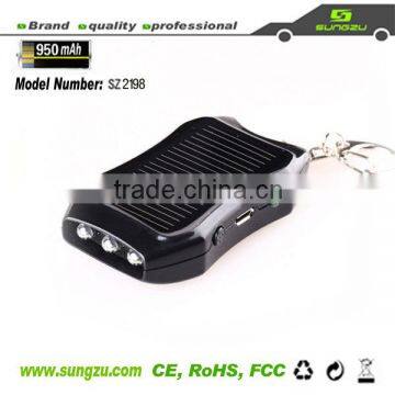 good and cheap keychain mini solar battery charger with LED electric torch