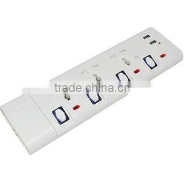 ESMA standard high flame retardant PC shell 3way universal electrical extension power socket with usb