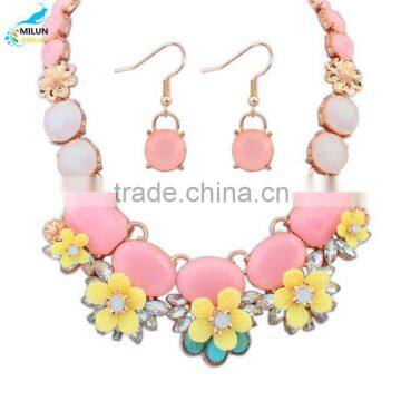 Fashion socialite flower sweet necklace & earrlings statement jewelry sets