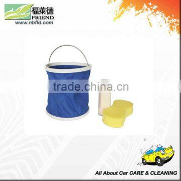 3 pcs car cleaning kit with flodable bucket