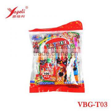 The Manufacturing of 100cts Tattoo Bubble Gum In Bag