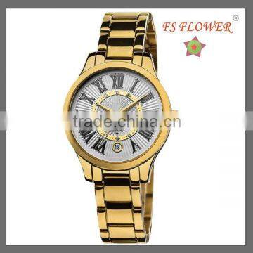 Nice Gold Hydraulic Dial Japan Movt Diamond Quartz Watch Metal Watch Band Lady Vogue Watch