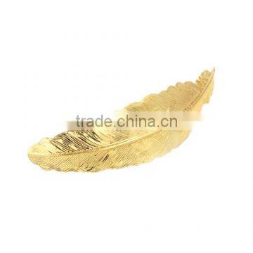 A-1138 Korean Style Single Tone Hair Decoration Big Size Gold Feather Barrette Hair Pins For Women