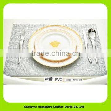 33*46cm Sliver PVC Leather Debossing Grid Pattern Dinner Coaster 16023