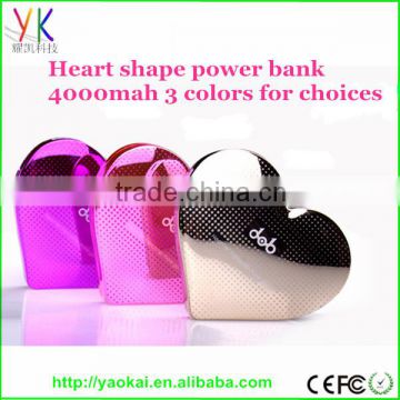 High quality polymer battery 4000mAh 2016 new heart power bank