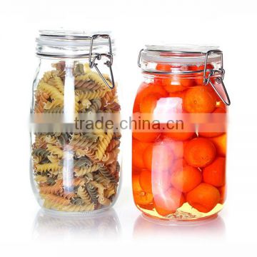 2200ml 3000ml Recycled airtight Round shape glass jar with metal clip top lid for kitchen and food