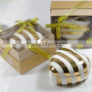Heart Shape Jewelry Box , Real Gold Ceramic Jewelry Box , Porcelain Trinket Box With Golden Decal photo-3