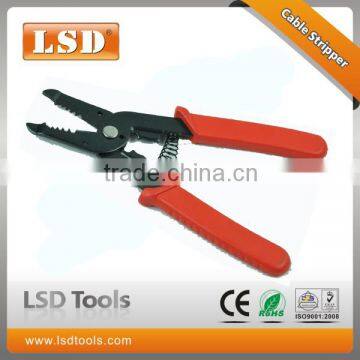 Red Plastic Handle Locking 10-18 AWG Cable Wire Stripper Cutter Pliers Black