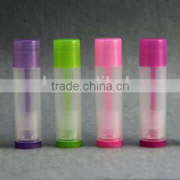 transparent lip balm tubes with colorful caps