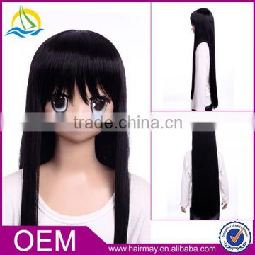 wholesale In stock cosplay for K-ON! Akiyama Mio with long black hair natural scalp wig