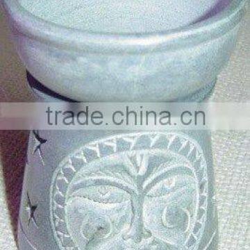 Colored Soapstone Aroma Oil Burners, Aroma Fragrance Oil Diffusers, Hand Carved Soapstone Aroma Lamp photo-1