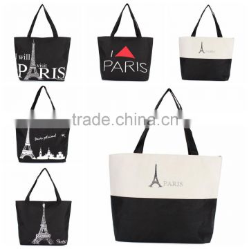 Women Lady Canvas Handbag Shoulder Shopping Bag Paris Eiffel Tower Travel Tote