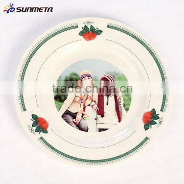 Sunmeta 8" flower rim sublimation ceramic plates for customs photos in china