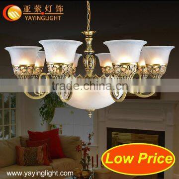 Antique brass copper chandelier,European lighting brass glass chandelier