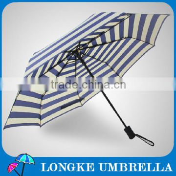 High quality and Low price Rain Umbrella, Foldable Umbrella with logo Navy blue stripes 3 Folding Umbrella