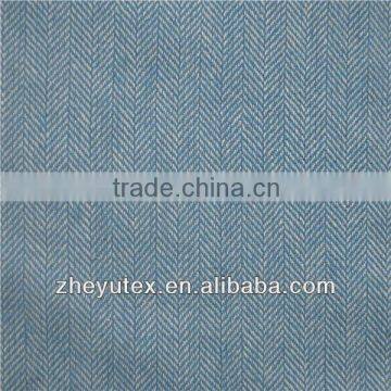 light colour small herringbone wool fabric blue and white