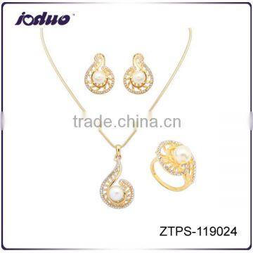 European Golden Cochlea Necklace Earring And Ring Jewelry Sets