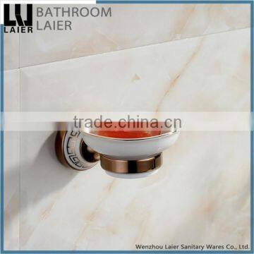 Western Unique Design Printing Lines Product Zinc Alloy Rose Gold Finishing Bathroom Accessories Wall Mounted Soap Dish holder