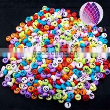 wholesale colorful kids round loose acrylic alphabets 4x7mm beads