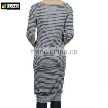 Women Striated Cashmere Dress, Women Cashmere Over Length Dress photo-3