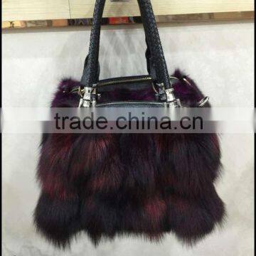 2015 New Arrival Fashion Bags Color Genuine Fox Fur Leather Women Handbag