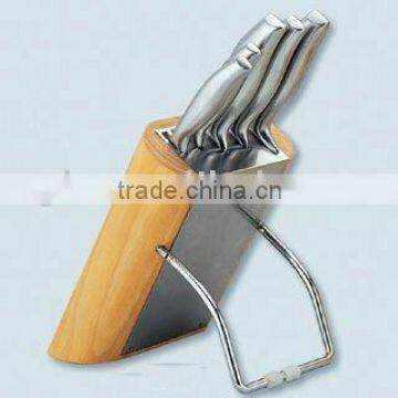 5pcs hollow handle knives set with knife block