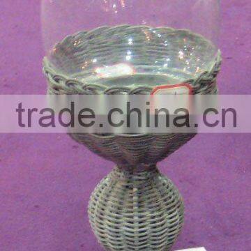 rattan and glass candle holder,candle holder