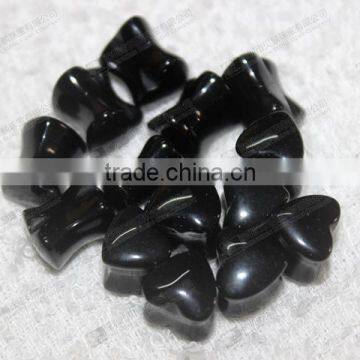 Body piercing,natural black onyx stone ear plugs,heart shaped ear plugs