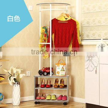 Metal Garment Rack Clothes Stand Portable Clothing Hanger Shoe Rack With Shelves photo-3