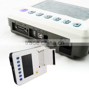 High end model 7 inch 6 Channel handheld 12-lead ECG signal Resting Electrocardiograph ECG Machine EKG-1206A SUPPLIER