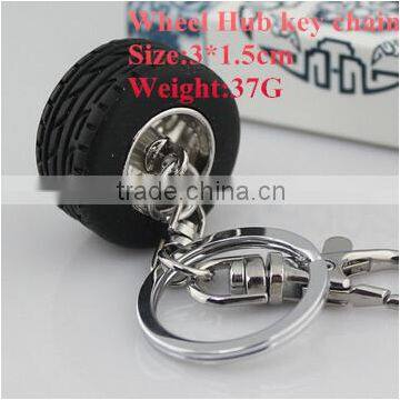 Wholesale Car auto parts Bag Hanging Alloy Wheel Hub Design Keychain Decoration 8cm Long