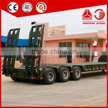 60t Tri-axle Low Bed Truck Trailer for Transporting Crane Excavator Tractor photo-2