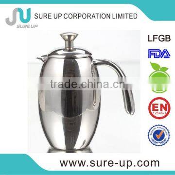 2014Europe double wall stainless steel hand press coffee jug