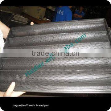 Perforated Teflon Coated Aluminum Alloy Fluted Baking Tray for Baguettes/5 Grooves French Baguette Baking Tray photo-3