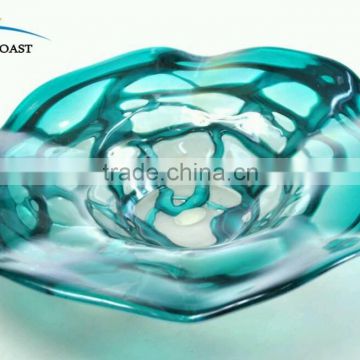 cobalt blue glass fruit plate frosted tempered glass plate for table top decoration wholesale