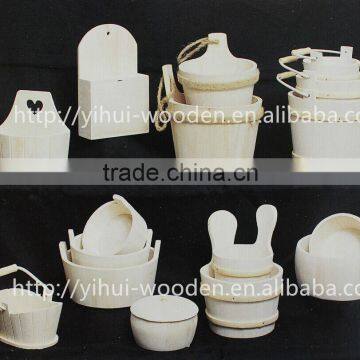 2016 Popular Unfinished Natural Pine Rice Wooden Pails Buckets photo-2
