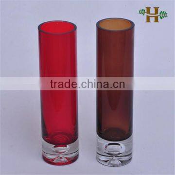 Handblown sprayed colored cylinder glass vase, decorative home use vase with the bubble