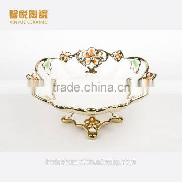 2016 Hot Sale European Porcelain Morden Fruit Plate Golden Electroplating