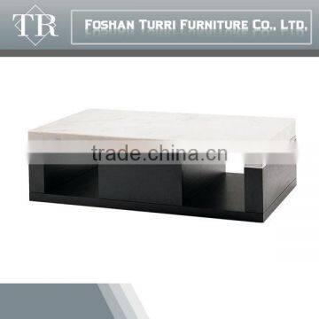 Gloss White and Black White Marble Top Side Table photo-4